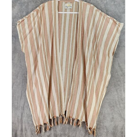 Rays for Days Cardigan Womens One Size Pink White Striped Casual Beach Cover Up - Picture 1 of 10